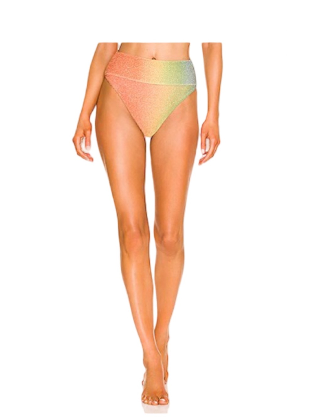 Beach Riot Highway- High-Waisted Rainbow Ombre Bikini Bottoms- M -EUC